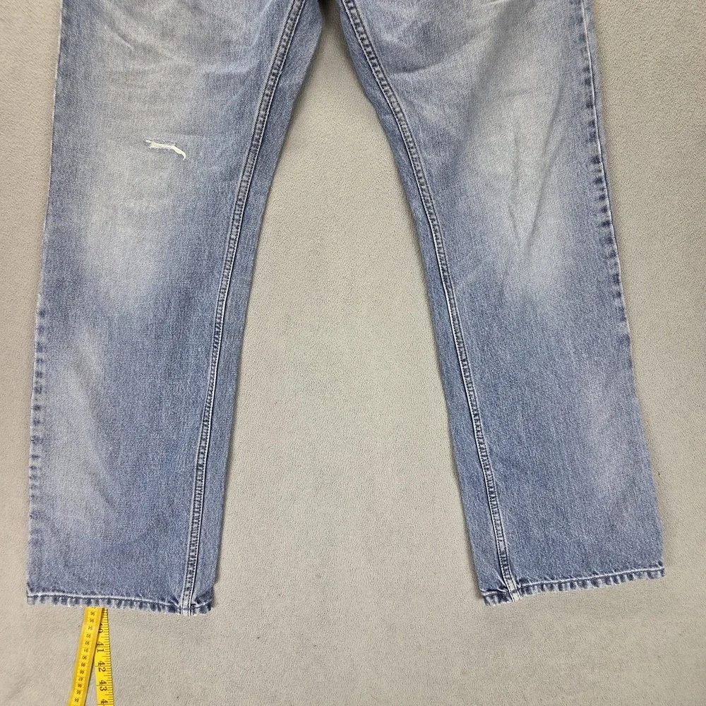Diesel Jeans Mens 34x30 Blue Larkee Regular Straight Distressed Button Fly 0800Z